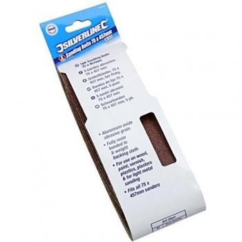 Silverline Tools 862553 - Bandas de lija 75 x 457 mm, 5 pzas Grano 80