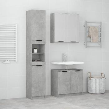 Set de muebles de baño 3 piezas madera contrachapada gris hormigón