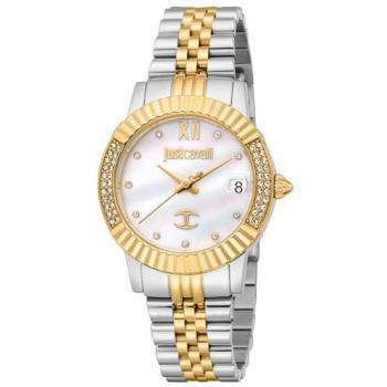 Reloj de Pulsera Just Cavalli Glam Chic JC1L199M0055 Mujer Cuarzo Correa Acero Inoxidable Gris Plata Dial Nácar Blanco Antiguo
