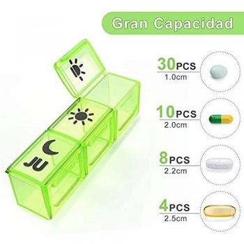 Pastillero Semanal Español 7 Dias, DOHIMGIO Grande Organizador Medicamentos 3 Tomas Diaria con 21 Compartimentos