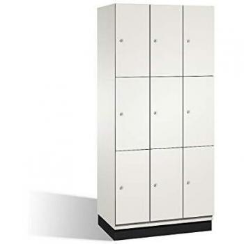 Armario de Compartimentos Bajo Llave C+P Cambio, 3 Abteil, Color Blanco HPL, Ancho 900 mm, 9 Compartimentos