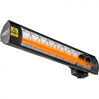 Calefactor Radiante Eléctrico Infrarrojo NEO TOOLS 2000 W IP65 para Interior y Exterior, Color Negro