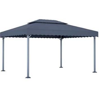 Cenador de Aluminio para Jardín 400x300 cm Color Crema y Antracita con Toldo para Terraza Exterior