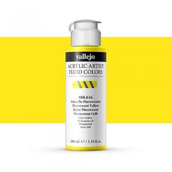 Vallejo : Fluid Artist Acrylic Paint : 100ml : Fluorescent Yellow
