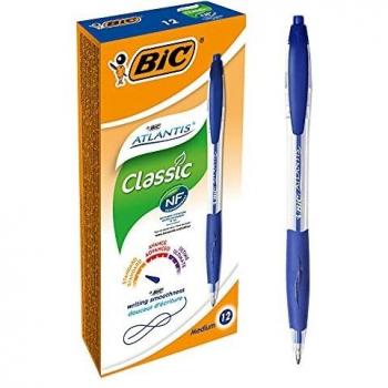 Bolígrafo Retráctil BIC Atlantis Azul Punta Media 1.0mm - Caja de 12 Uds