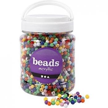 Pony Beads, D: 6 mm, tamaño del agujero 3 mm, colores variados, 425 g, 700 ml