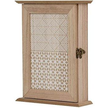 HOMCOM Caja Llavero de Pared Tipo Armario de Madera para Llaves con 6 Ganchos Estilo Vintage 20x6.5x26.5cm
