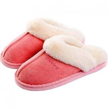 Lastia Mujer Invierno Fur Zapatillas de Estar Cerradas Calienta Pantuflas, para interior o exterior Rosado 36-37