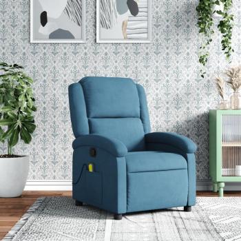 Silla reclinable de masaje de terciopelo azul Vidaxl