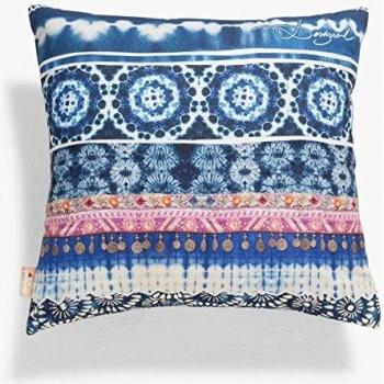 Desigual Cushion Exotic Stripes 45 * 45 cojín Cuadrado Fibra sintética Azul 45 x 45 cm