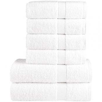 Juego de toallas 6 piezas 100% algodón blanco 600 gsm Vidaxl