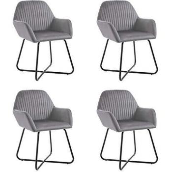 Set of 4 Grey Velvet Dining Chairs