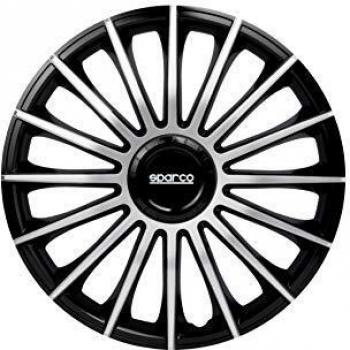 Sparco SPC1493BKSV Tapacubos Torino 14 pulgadas, Set de 4, Plata/Negro