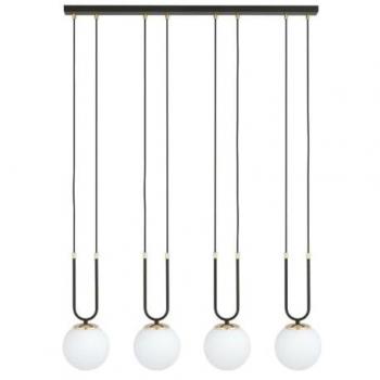 Lámpara de Suspensión Glam EPIKASA - Acero con recubrimiento de polvo, Vidrio, Negro y Blanco, 92x115x15 cm