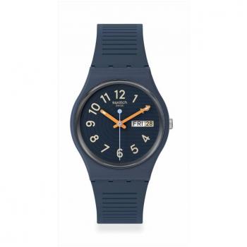 Swatch - Reloj Trendy Lines at Night, color azul, correa de silicona