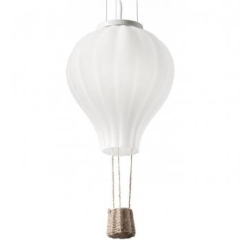 Plafón Dream 1 bombilla Cristal, tela blanca, E27, diseño moderno, diámetro de 42 cm