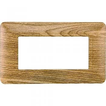 Placa de plástico compatible Bticino Matix 4 módulos color madera oscura