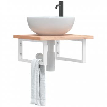 Fregadero de acero rectangular blanco de 2 piezas con soportes estante de lavabo, 2 unidades, fabricado en acero blanco