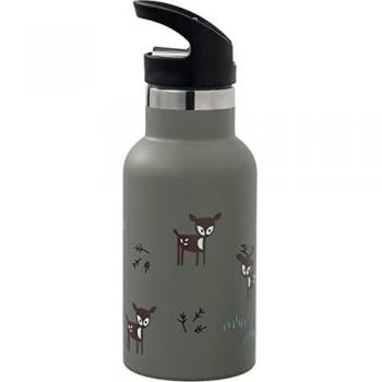 Fresk 350ml Thermal Bottle with 2 Caps and Cleaning Brush - Keeps Drinks Cold for Up to 24 Hours - Deer Olive