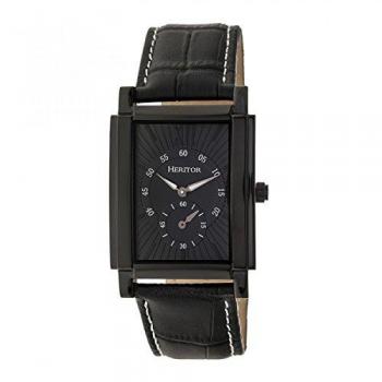 Heritor Frederick Automatic Black Leather Strap Watch