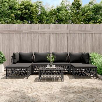 vidaXL 7-Piece Anthracite Steel Garden Lounge Set with Cushions