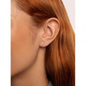 Pendiente Suelto Duo Shinning en Plata de Ley 925 con acabado de Baño en Oro de 18 Kt y Motivo Estrella, con Detalles en Circonitas - Joyas para Mujer