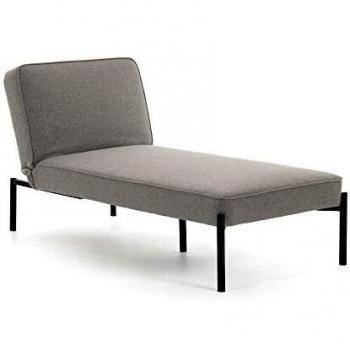 Kave Home - Chaise Longue Nelki Gris con Patas de Acero en Negro