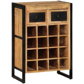 Botellero para 16 botellas de vino en madera maciza de mango