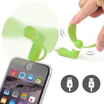 ONX3® (verde) ACER CLOUDMOBILE Universal Mobile Cell Teléfono Enfriamiento Portátil bolsillo Tamaño ventilador Accesorio 2 in 1 Conector Para Android Micro USB Y IOS iPhone