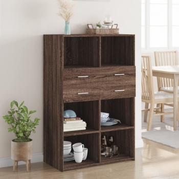Aparador de madera multicapa marrón roble 80x42,5x124 cm