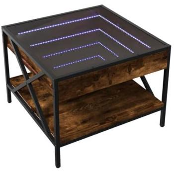 Mesa de centro con Infinity LED roble ahumado 50x50x38 cm