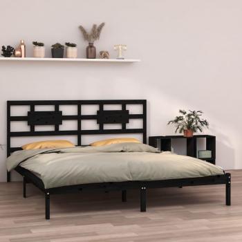 Cama de madera maciza negra Super King 180x200 cm