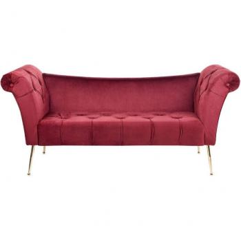 Chaise Longue de Terciopelo Rosa Acolchado con Patas de Metal Dorado Nantilly