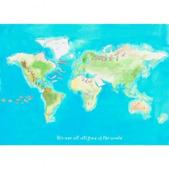 Mural mundo Coordonne - Papel pintado decorativo, diseño de mapa del mundo, colorido, fácil de aplicar y quitar, ideal para habitaciones infantiles y espacios creativos