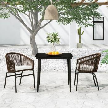 Juego de Comedor de Jardín 3 Piezas Marrón Vidaxl
