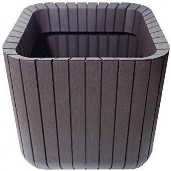 Keter - Maceta de base cuadrada Cube Box, 50 litros, Color marrón