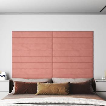 Paneles de Pared de Terciopelo Rosa 12 uds 90x15 cm 1,62 m²