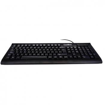 Teclado CoolBox con Hub 3-USB2.0 Integrado, Modelo COO-TEC01HU, Color Negro