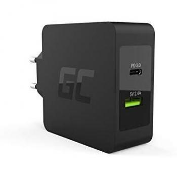 Cargador portátil Green Cell CHAR10 - Cargador de dispositivo móvil Universal Negro con Corriente alterna Interior