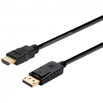 AISENS - A125-0364 Cable conversor displayport a HDMI, DP Macho a HDMI Macho, Negro, 2.0m