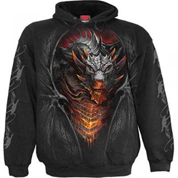 Spiral Draconis Gothic Hooded Sweatshirt - Black - S to 4XL for Men