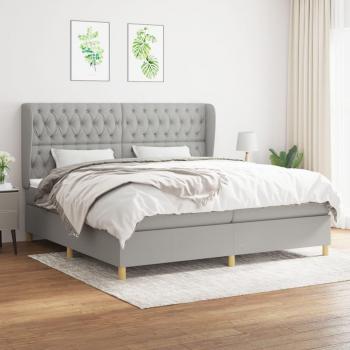 Cama box spring con colchón de tela gris claro 200x200 cm