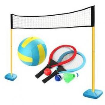 Juego 3 en 1 de Exterior para niños Voleibol, Tennis y Bádminton - Set Raquetas Jumbo 3 en 1