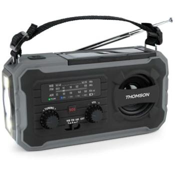 Radio Solar de Emergencia Thomson RT280G - AM/FM, 8000mAh, Manivela, Powerbank USB-C, Linterna LED y Modo SOS