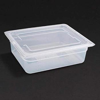 Conjunto de 4 recipientes gastronorm 1/2 con tapa de polipropileno 100 mm - capacidad: 5.9 litros, rango de temperatura: -40° a 70°C
