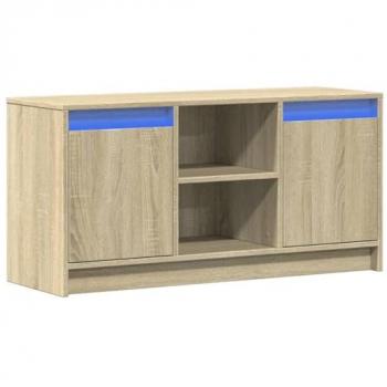 Mueble de TV LED madera de ingeniería roble Sonoma 100x34x50 cm, soporte de TV, aparador de TV, mueble HiFi, banco de TV, armario de TV