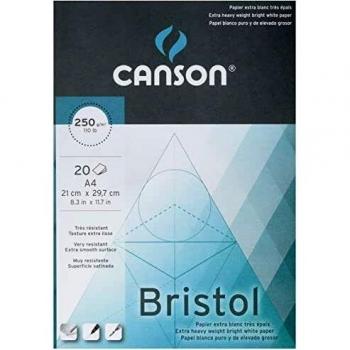 Bloc Encolado, A4, 20 Hojas, Canson Bristol Satinado 250g