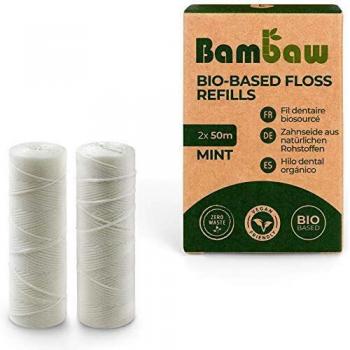 Bambaw Vegan Dental Floss Refill - 2x50m Biodegradable Mint Flavor