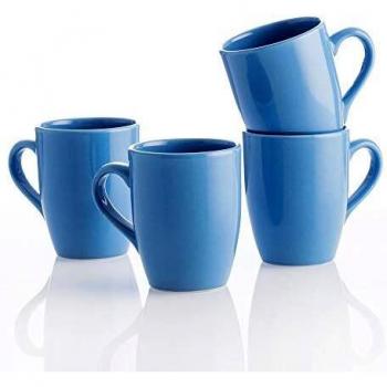 Set de 4 tazas de loza azul de 11 cm y 360 ml - Casa Benetton