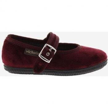 Victoria Velvet Ballerina Flats with Tone-Matching Trim and Side Buckle Closure
